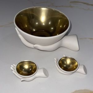 Jonathan Adler Eve salt & pepper cellars AND Eve accent bowl. NEW with boxes